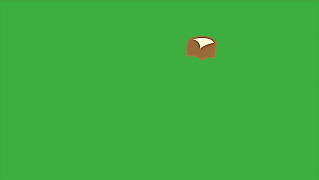 Animation loop video food cartoon bread on green screen background, remove green background use software editing what you using