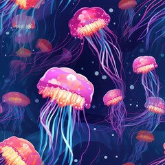 a seamless tileable texture of schools of jellyfish generative AI
