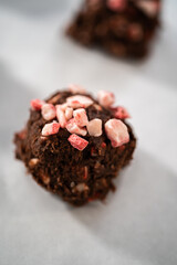 Chocolate cookies with peppermint chips