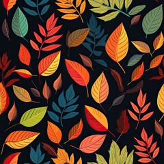 a seamless tileable texture of autumn leaves generative AI