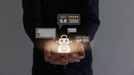Customer or User give rating to service experiences review satisfaction feedback survey on online application, Customer can evaluate quality of service leading to reputation ranking of business.