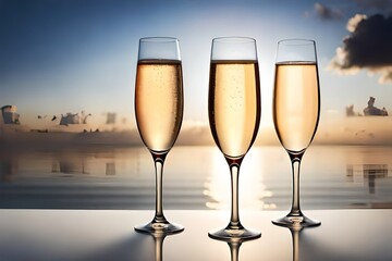 two glasses of champagne generated by AI technology 