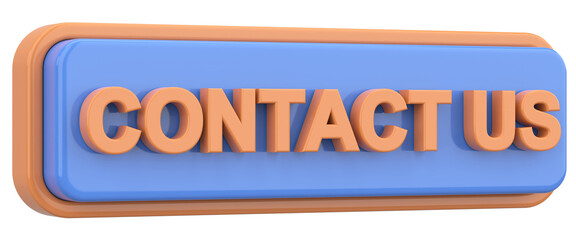 Contact us button. 3D illustration.