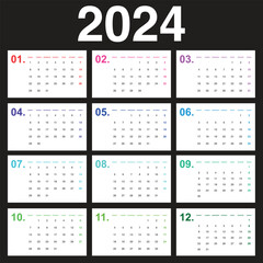 2024 minimalistic calendar start on monday