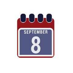 Calendar displaying day 8th ( eighth ) of the September - Day 8 of month. illustration