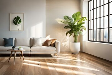 Fototapeta na wymiar modern living room with sofa and plant