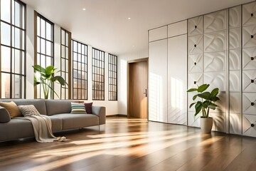 modern interior design with cupboard