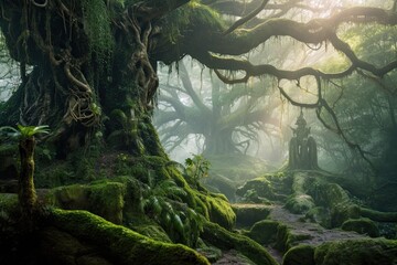 Enchanted by Ancient Trees: Exploring the Mystical Forest, generative AI