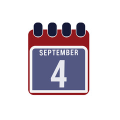 Calendar displaying day 4 (fourth) of the September - Day 4 of month. Illustration