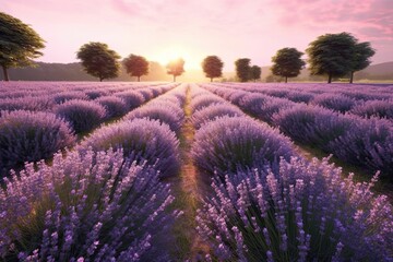 Aromatic Bliss: Exploring a Boundless Expanse of Tranquil Lavender Fields, generative AI