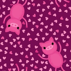 Cartoon animals seamless pigs pattern for wrapping paper and fabrics and kids clothes print and festive