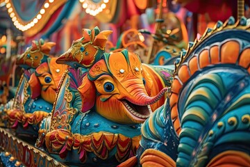 Vibrant Carnival: Colorful Rides, Festive Decorations, and Joyful Laughter, generative AI