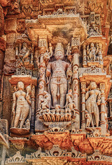 Fototapeta na wymiar The Sun Temple at Modhera is an ancient Hindu temple located in the western state of Gujarat, India. Built in the 11th century during the reign of the Solanki dynasty, the temple was dedicated to Sun
