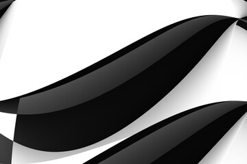 Black and White glass style abstract background design with curved shapes, wallpaper