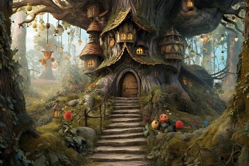 Fototapeta premium Unveiling the Enchanting Beauty of a Whimsical Fairytale Forest, generative AI