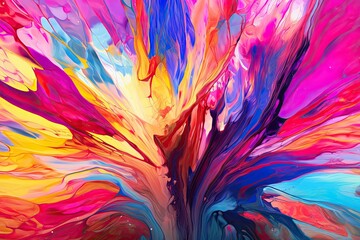Vibrant Colors and Fluid Shapes: Exploring Rhythm in Abstract Digital Art, generative AI