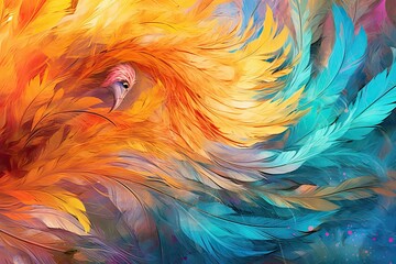 Obraz premium Vibrant Colors, Intricate Patterns, and Dynamic Movement: Unveiling an Abstract Digital Masterpiece!, generative AI