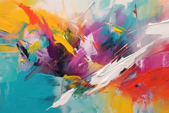 Captivating Interplay of Colors: An Abstract Painting with Bold Brushstrokes, generative AI