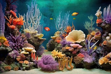 Discover the Beauty of Vibrant Colors and Intricate Formations in an Underwater Coral Garden teeming with Diverse Marine Life, generative AI