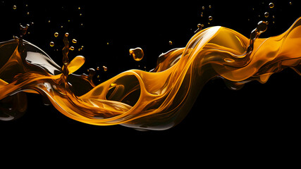 Digital art for banner background, wallpaper. Transparent glossy design liquid element flying.