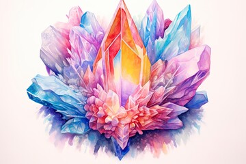 Obraz premium Multicolored Facets: Sparkling Crystal Geode Unveiling Mystical Energy Within, generative AI