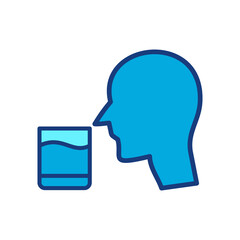 
drink water reminder icon, thirsty man, drink glass or watericon signs set on white background
