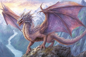 Majestic Dragon: Soaring Through a Mystical Landscape with Glinting Scales of Power and Wisdom, generative AI