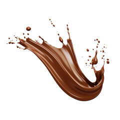 Chocolate splash isolated on transparent background. Generative ai