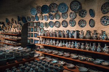 beautiful shop with painted plates in Turkey