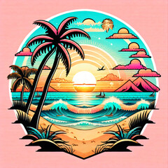 tropical island with palm trees