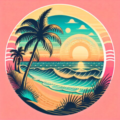 tropical island with trees