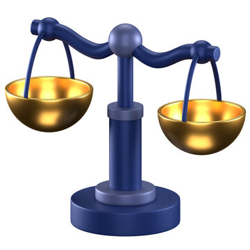 3d Icon Of A Blue Scale With Gold Cups