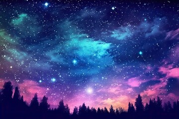 Glittering Stars and Milky Way: A Celestial Wonder of a Starry Night Sky Drawing, generative AI