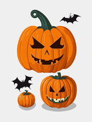 Halloween Pumpkin Element Vector Isolated Illustration. Autumn Pumpkin Icons Monsters Faces. Treat or Trick Fantasy Fun Party Celebration. Adobe Illustrator Artwork