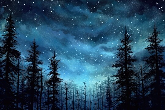 Glittering Stars: Exploring the Mysteries of the Celestial Night Sky, generative AI