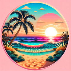 tropical island with palm trees