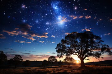 Fototapeta premium Breathtaking scene of a meteor shower illuminating the night sky