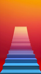 Colorful stairway isolated on gradient colorful