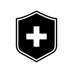 
Immune system icon. Medical cross on shield. illustration isolated on white background
