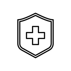 
Immune system icon. Medical cross on shield. illustration isolated on white background
