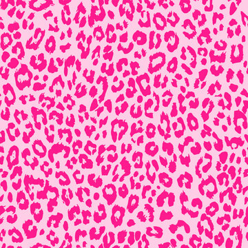 Vector creative leopard seamless pattern design in pink color