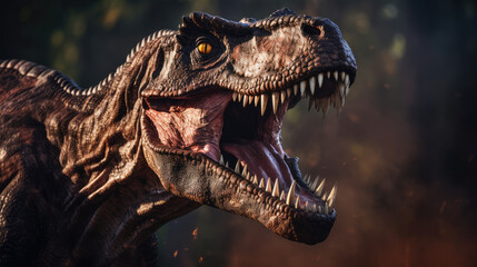 Obraz premium Tyrannosaurus, T-Rex, close-up. Dinosaur, Jurassic Period