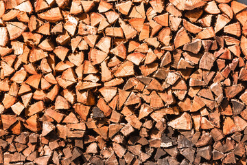 Pile of wood stacked ready for a fire