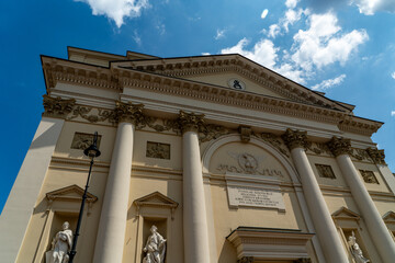 Exterior shot of the St. Anne's Church in Warsaw, Poland