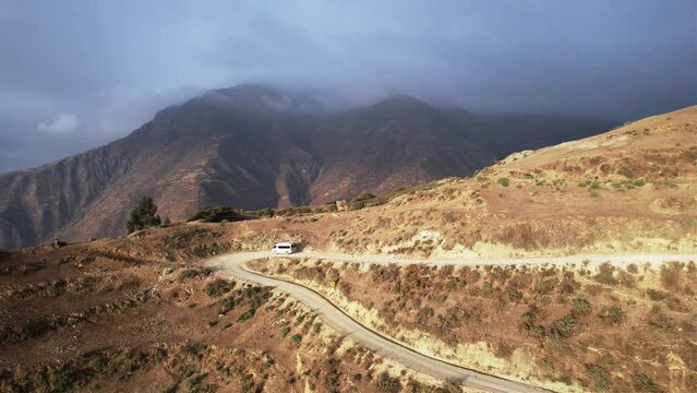 Lagoon on San Pedro de Casta on the way to Markahuasi drone shot