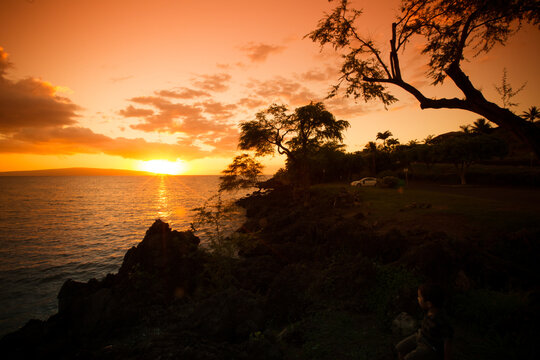Sunset or sunrise on the islands of Hawaii