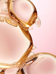pink beauty collagen skin serum and vitamin illustration, generative ai hyaluronic acid molecules background, Close Up, AI generative