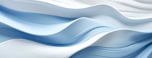 Fototapeta premium Blue and white abstract wavy background, minimalist soft blue lines work, light white, linear pattern and shapes, soft edges, light white and beige, texture-rich.
