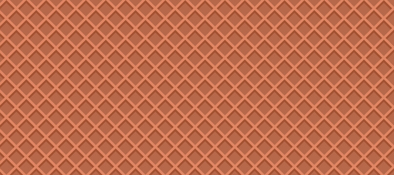 Vector illustration Seamless background pattern texture wafer waffle brown color. Ice cream cone vector texture.