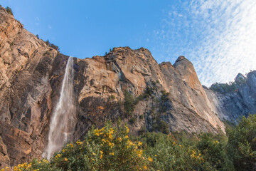 Yosemite National Park upper Bridal Veil waterfall in winter